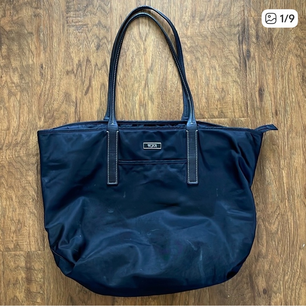 Tumi black nylon tote bag